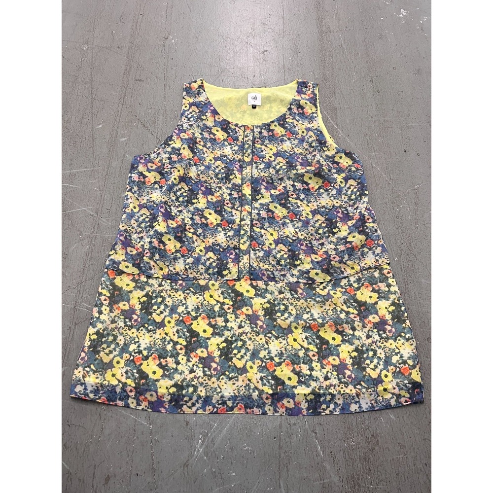 Cabi Positano Tank Top Women Large Multicolor Floral Layered Sleeveless Cottage